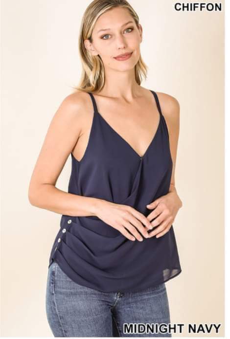 Chiffon Faux Wrap Tank Top