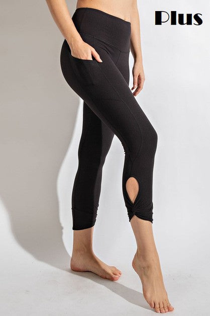 Black Capri Leggings with Double Side Pockets