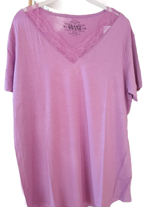 Very Fave Lavender Top with Lace Neckline