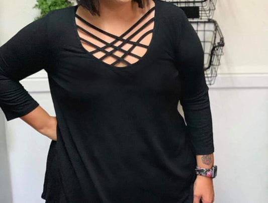 Crisscross Black Basic Top