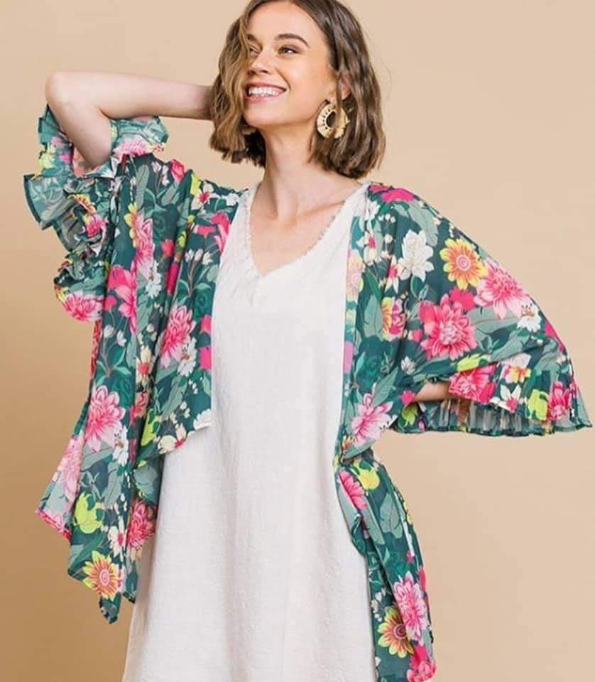 Floral Print Kimono