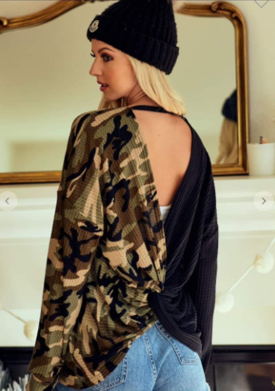 Camo & Black Reversible Top