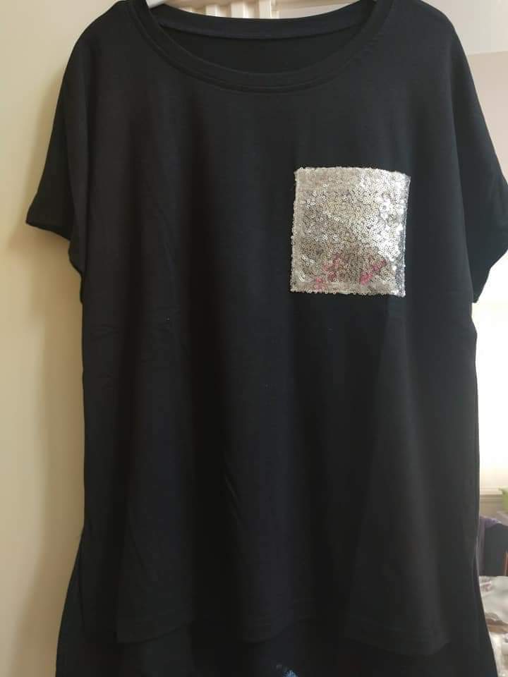 Black Top with Silver Sequin Pocket