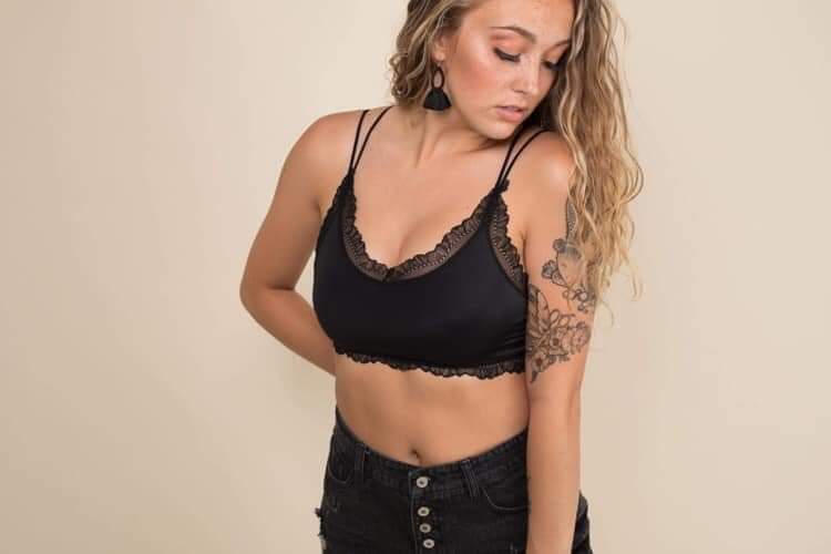 Black Lace and Double Strap Bralette