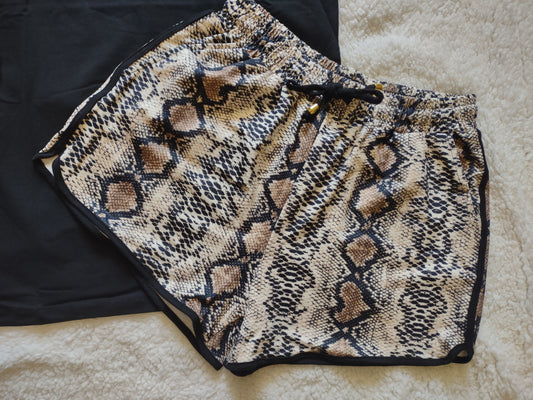 Snake Print Drawstring Shorts